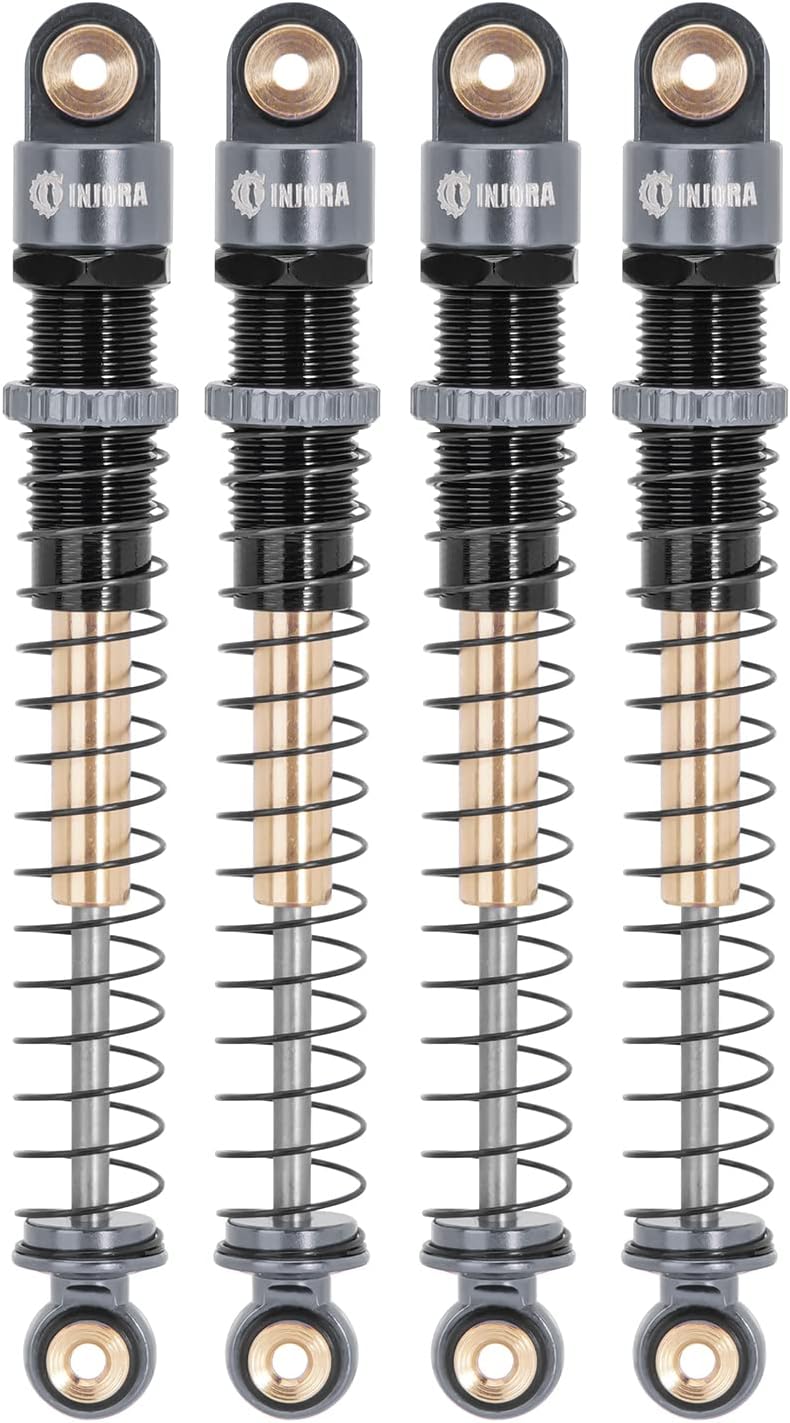 INJORA 51mm Stossdämpfer-Doppellauf Dämpfer mit Langem Federweg für Axial AX24 SCX24 Upgrade 1/24 RC