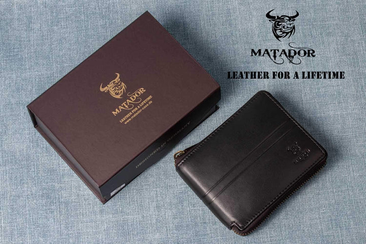 MATADOR RFID NFC Schutz Geldbörse Herren Leder Geldtasche | Portemonnaie Herren mit YKK Metall Reiss
