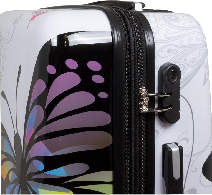 Trendyshop365 Koffer Hartschale mittelgross 67 cm - Butterfly weiss Citykoffer - Grösse M Butterfly