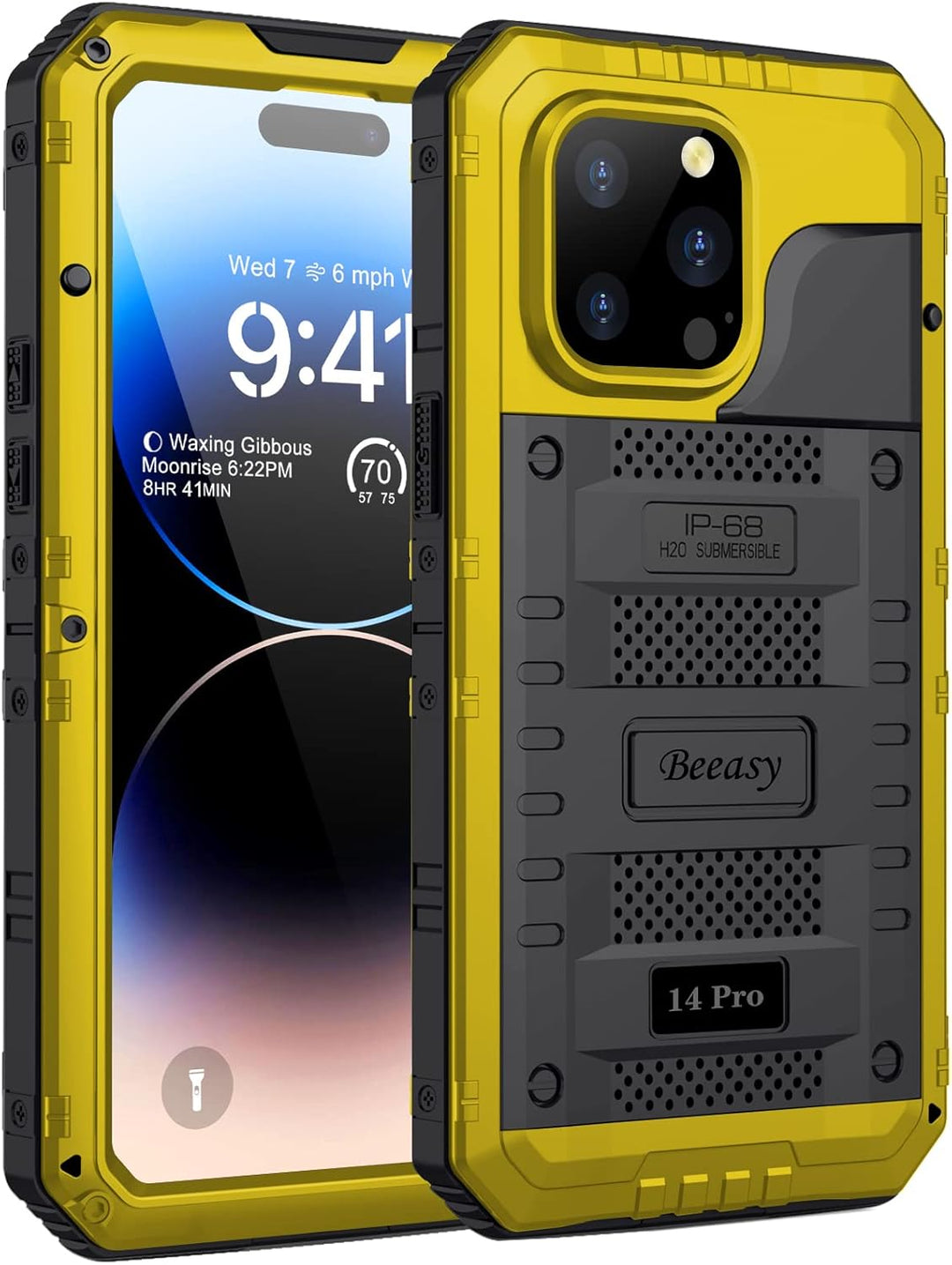 Beeasy für iPhone 14 PRO Wasserdicht Outdoor Hülle (6,1"), Stossfest Panzerhülle Militär 360 Grad Sc