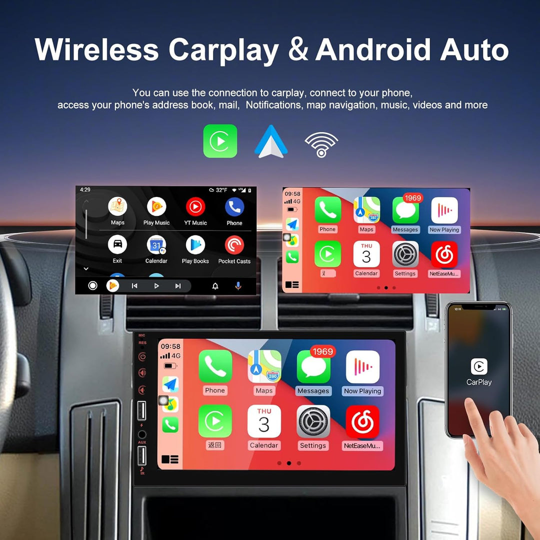 Hikity Autoradio 1 Din Wireless Carplay Android Auto mit Bildschirm 7 Zoll Touch Display Auto Radio