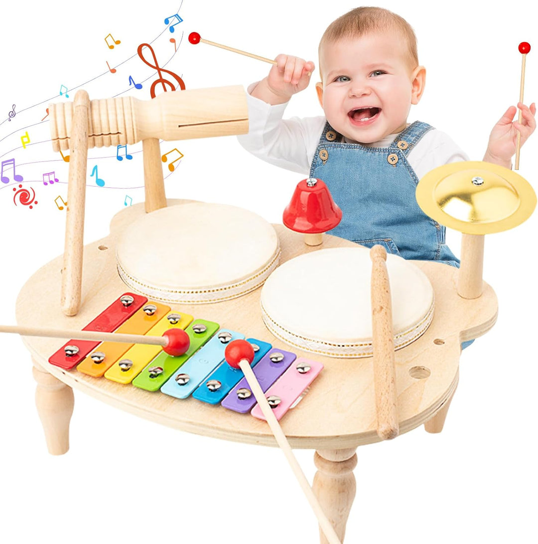 UCAMP Schlagzeug Kinder,Trommel Kinder 10-in-1 Musikinstrumente Kinder ab 1 2 3 Jahre mit Xylophon,H