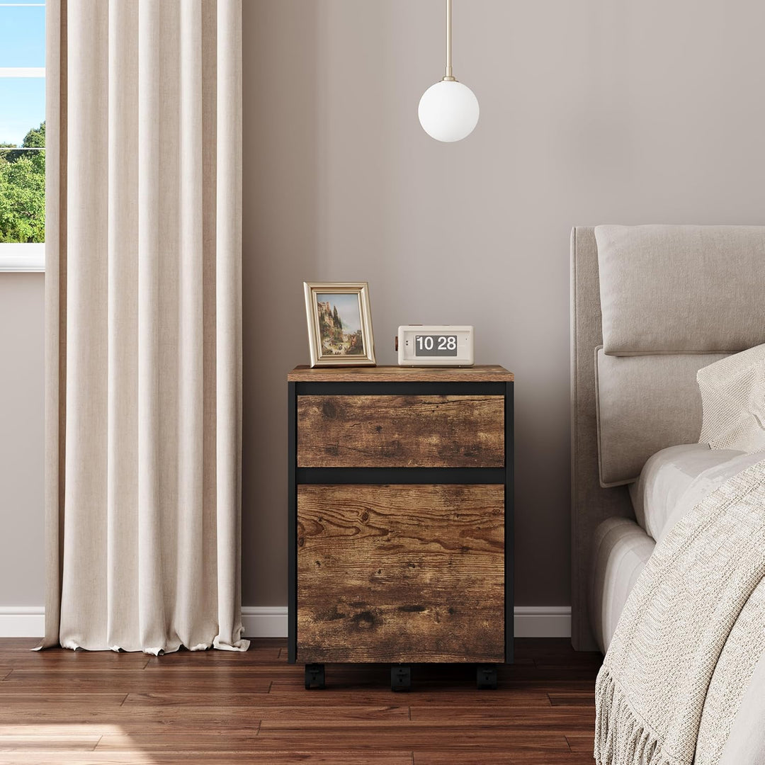 WOLTU Rollcontainer, Aktenschrank mit 2 Schubladen, mobiler Büroschrank, Schreibtisch Unterschrank,