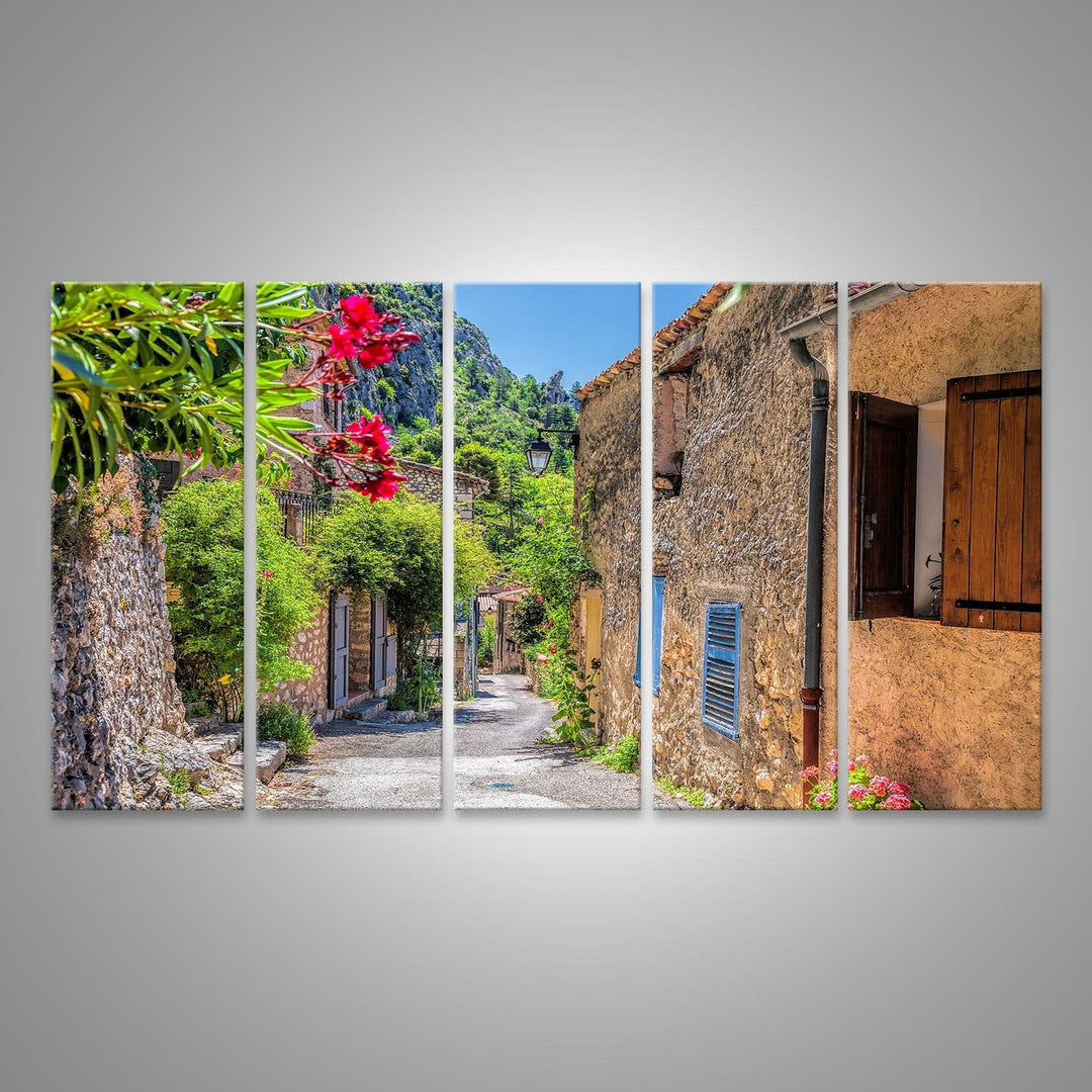 Bild auf Leinwand Moustiers Sainte Marie Dorfstrasse Provence Frankreich Berühmt Wandbild Poster Kun