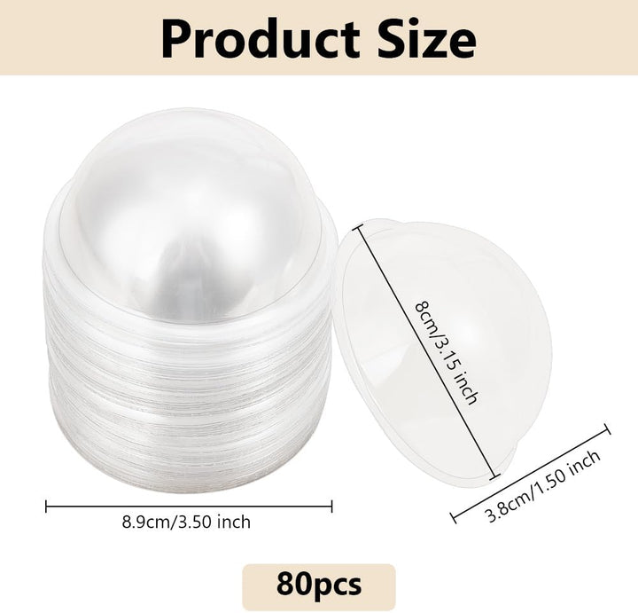 OLYCRAFT 80 Stück 8 cm Halbkugel Durchsichtige Bonbonkuppel PVC-Halbkugelkuppeln Bonbonhalter Shaker