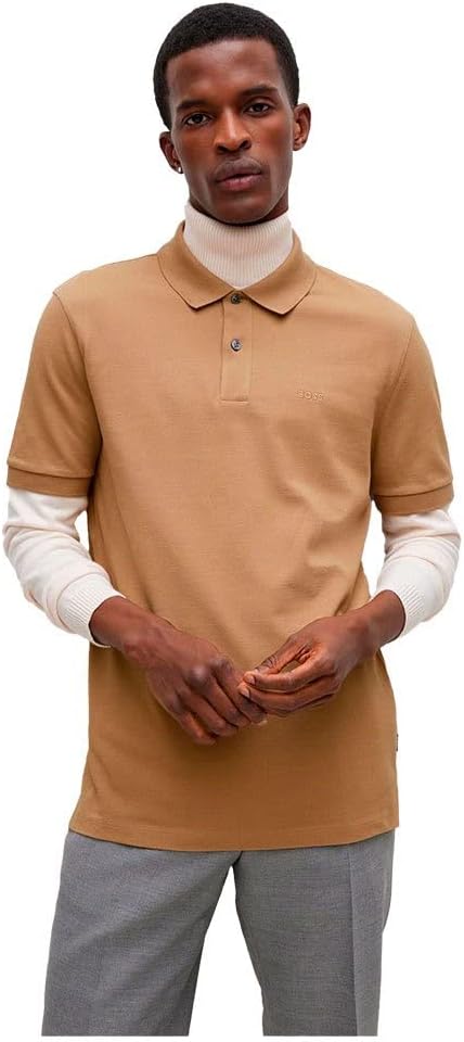BOSS Herren Pallas Pallas Poloshirt aus Bio-Baumwolle mit Logo-Stickerei XS Mittel Beige260, XS Mitt