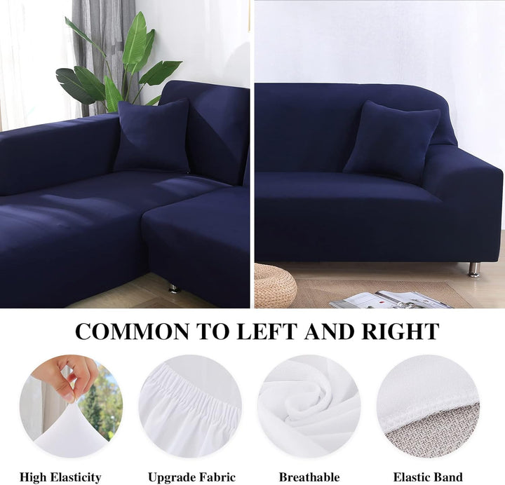 Jaotto Sofa Überwürfe Sofabezug Elastische Spandex Stretch Sofabezüge Couchbezug für L-Form Sofa Uni
