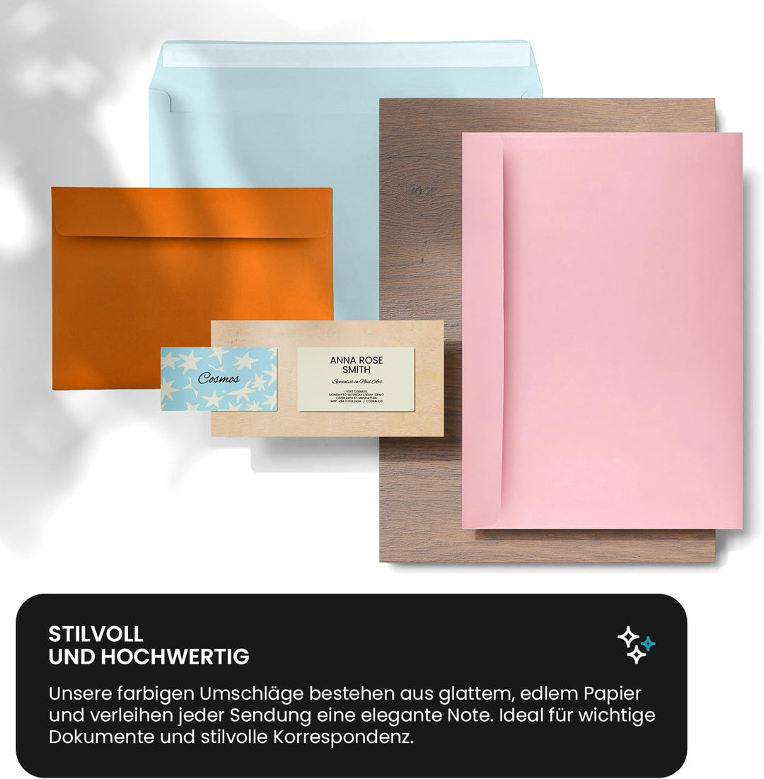 Netuno 200 Briefumschläge Braun DIN C4 229 x 324 mm gerade Klappe haftklebend Brief-Umschläge gross