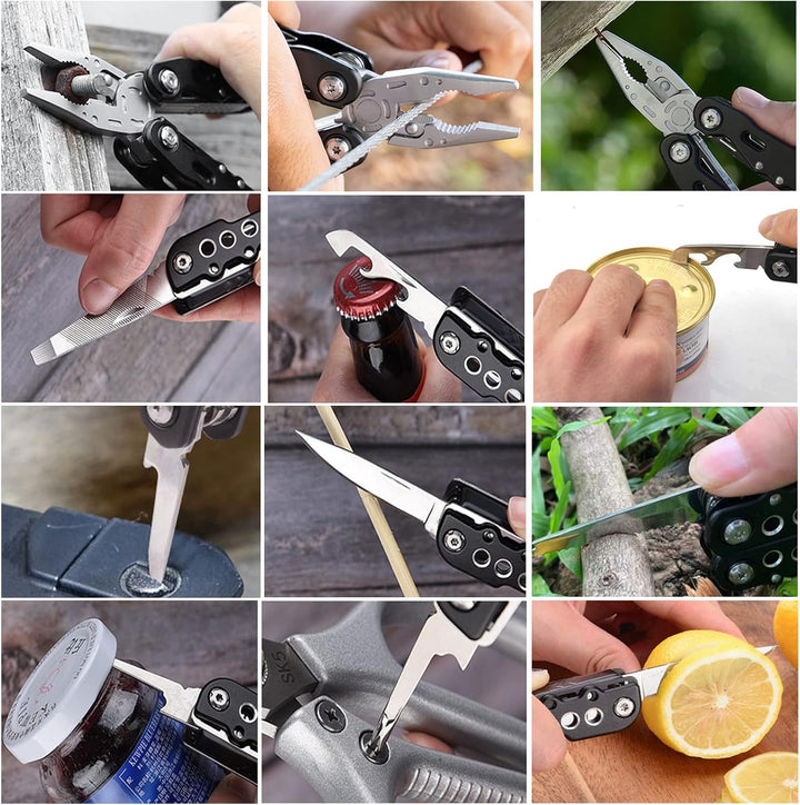 Multitools Edelstahl, 24-in-1 Faltbares Multifunktionszange, Multifunktionale Zange, Multiwekzeug, M