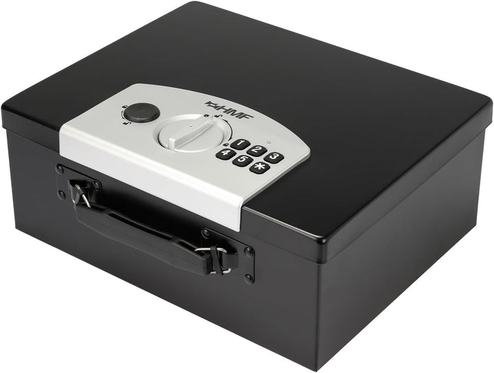 HMF 1006-02 Dokumentenbox mit Elektronikschloss | 32,5 x 25,5 x 12,5 cm | DIN A4 | Schwarz