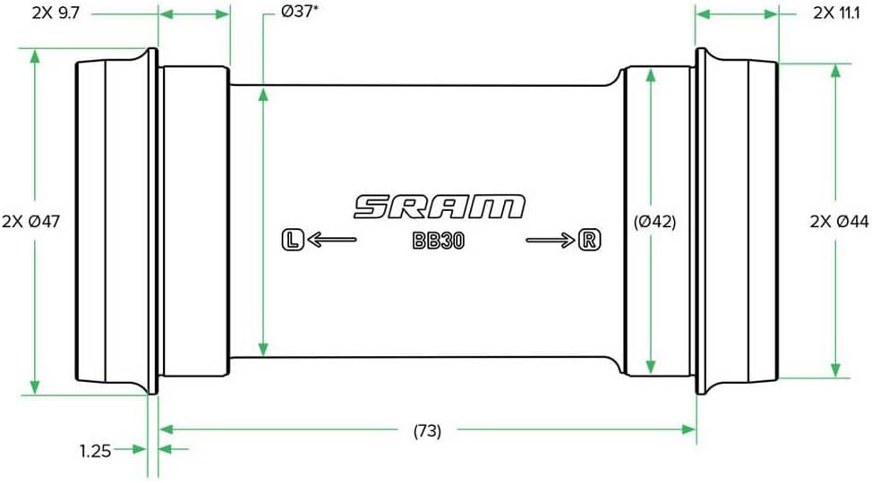 Sram Innenlager Dub BB30 durchsichtig 68/73mm EU, durchsichtig 68/73mm EU