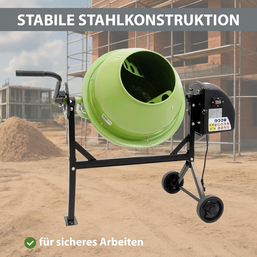 TrutzHolm® Betonmischer mit 70l Trommel leistungsstarker Elektromotor mit 275 Watt stabile Stahlkons