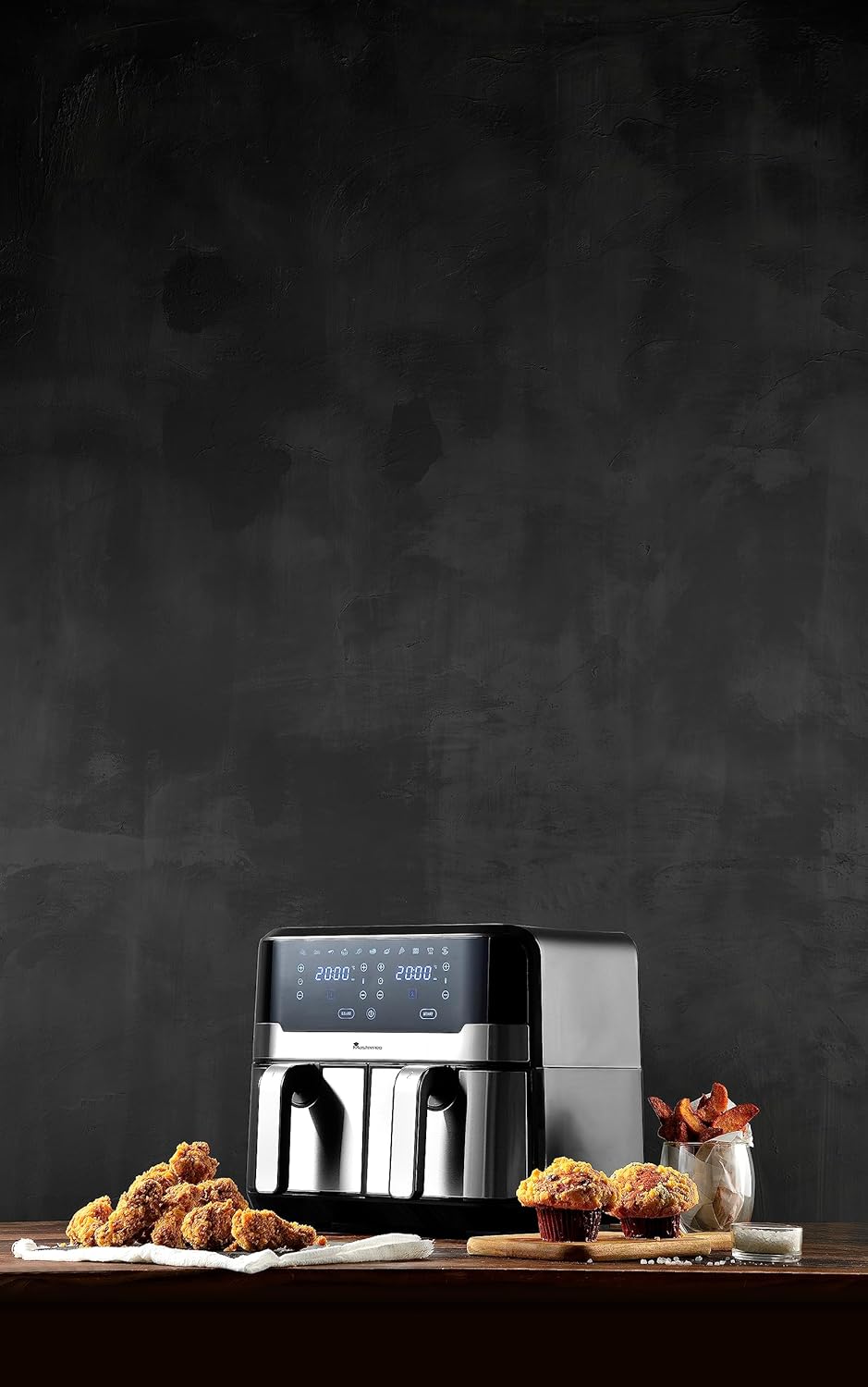 MasterPRO Rocket Duo 900 | Hot Air Fryer Double | Black | 9L Capacity and 2100W Power | LED Touch Sc