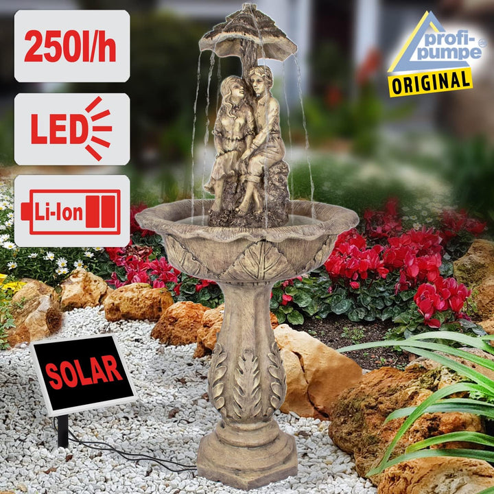 Solar Gartenbrunnen, Solarbrunnen, Zierbrunnen, Wasserfall für Garten Terrasse Balkon Wasserbrunnen