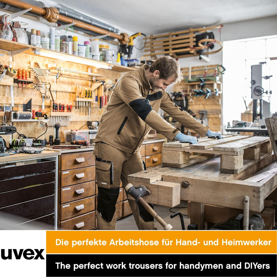 uvex Tune-up Herren-Arbeitshose lang - Männer-Arbeitshosen mit Stretch-Bund - Bundhose mit Kniepolst