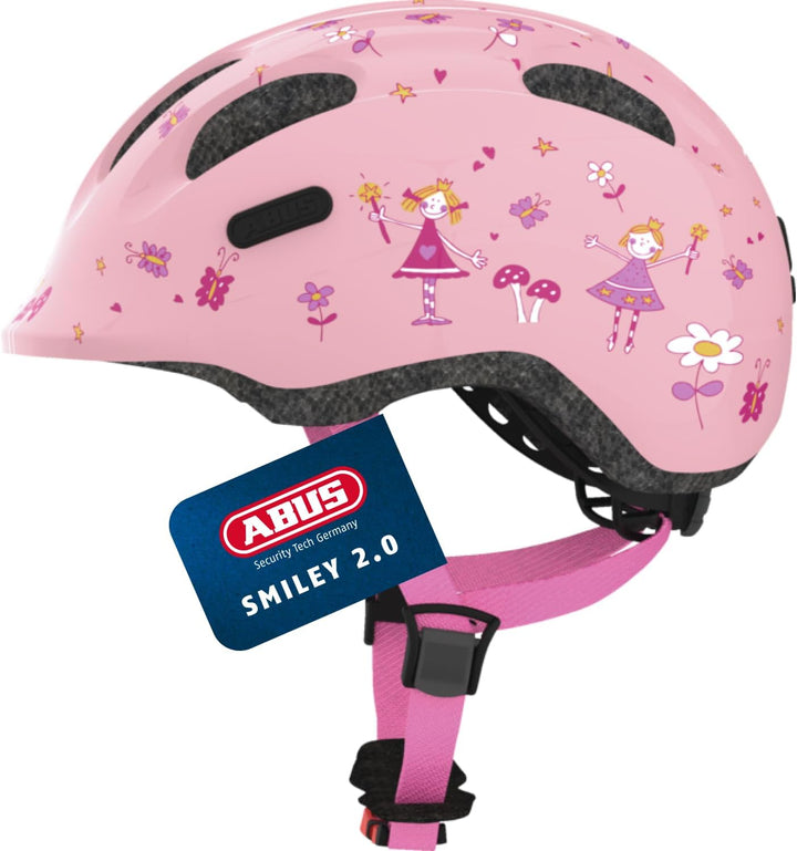 ABUS Kinderhelm Smiley 2.0 - Robuster Fahrradhelm für Mädchen und Jungs M (50-55 cm) rose princess,