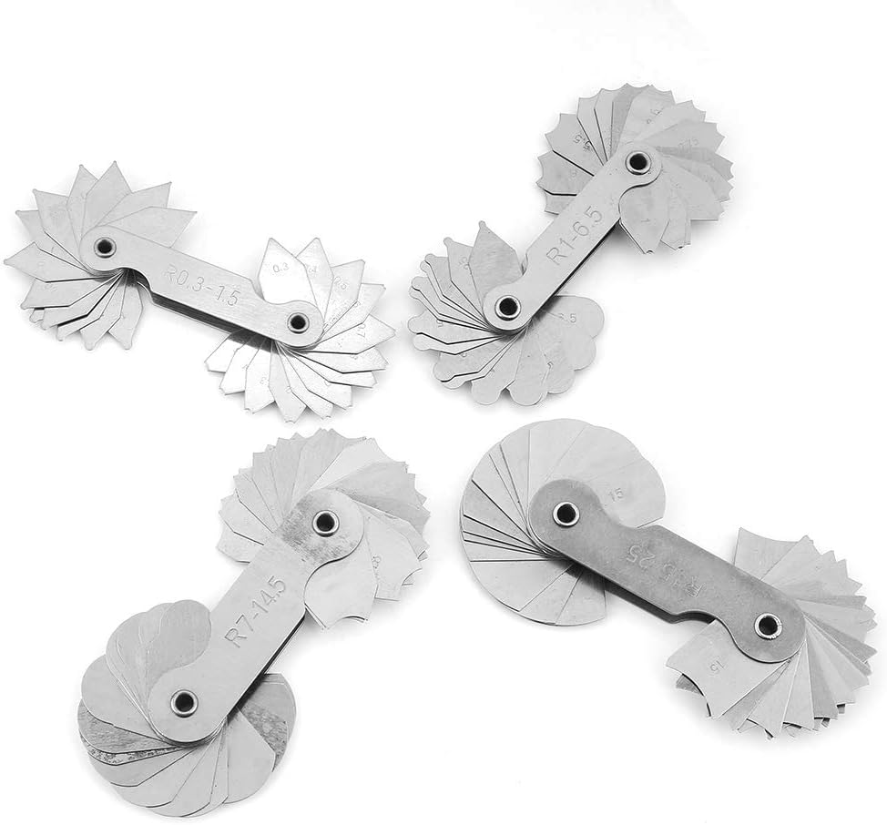 Radienlehre Set 4 Stücke, Edelstahl Radius Filet Gauge Konkave Messwerkzeug Radienschablone Gewindel