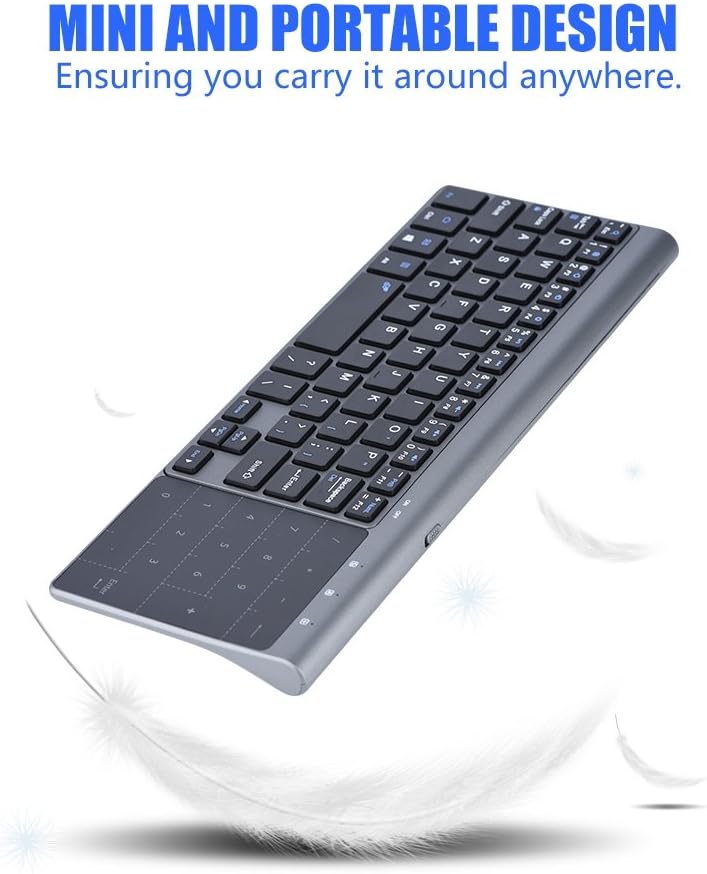 PUSOKEI Ultradünne 2,4-GHz-Funk-Tastatur mit Smart Touchpad, tragbarer Handheld-Tastatur, Universalt