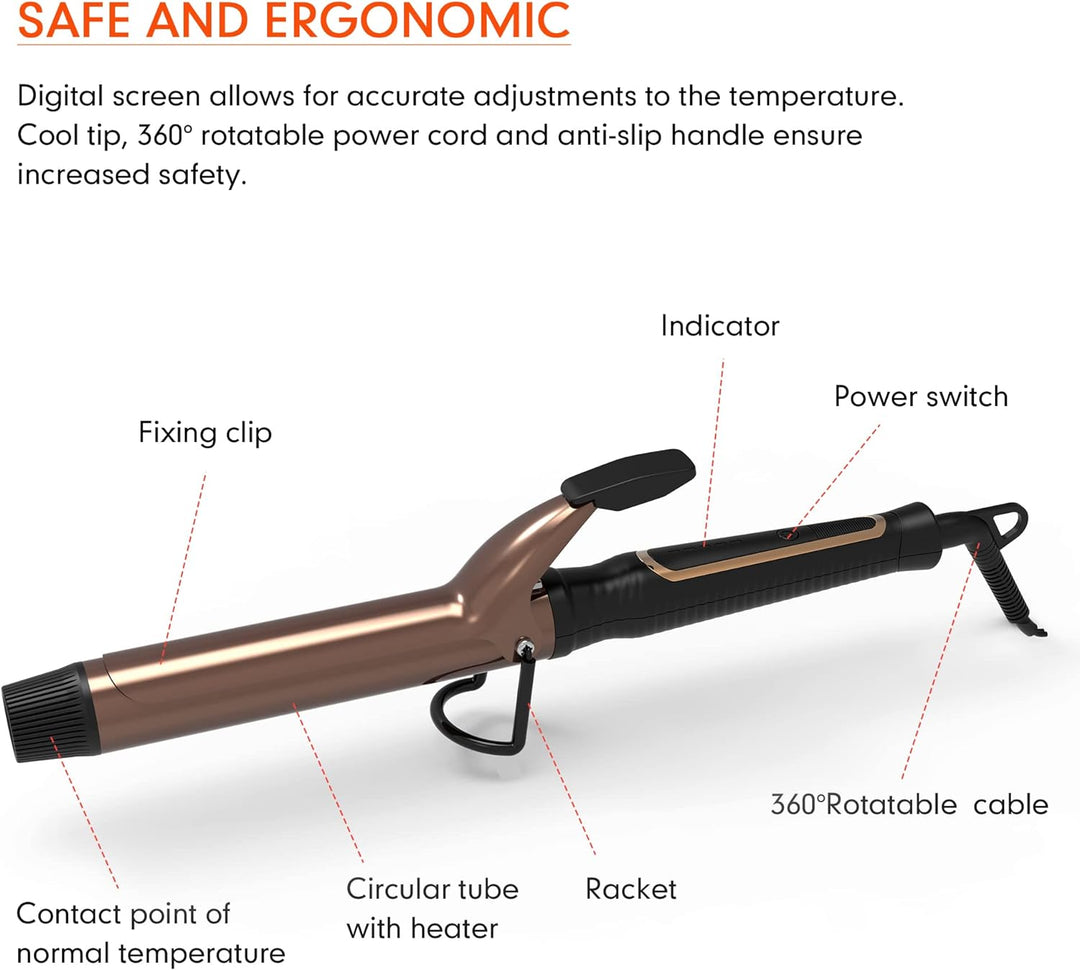 K&K Lockenstab, Beschichtung aus Keramik und Turmalin, Pro Spiral Curl, 50 bis 230 °C, sutomatische