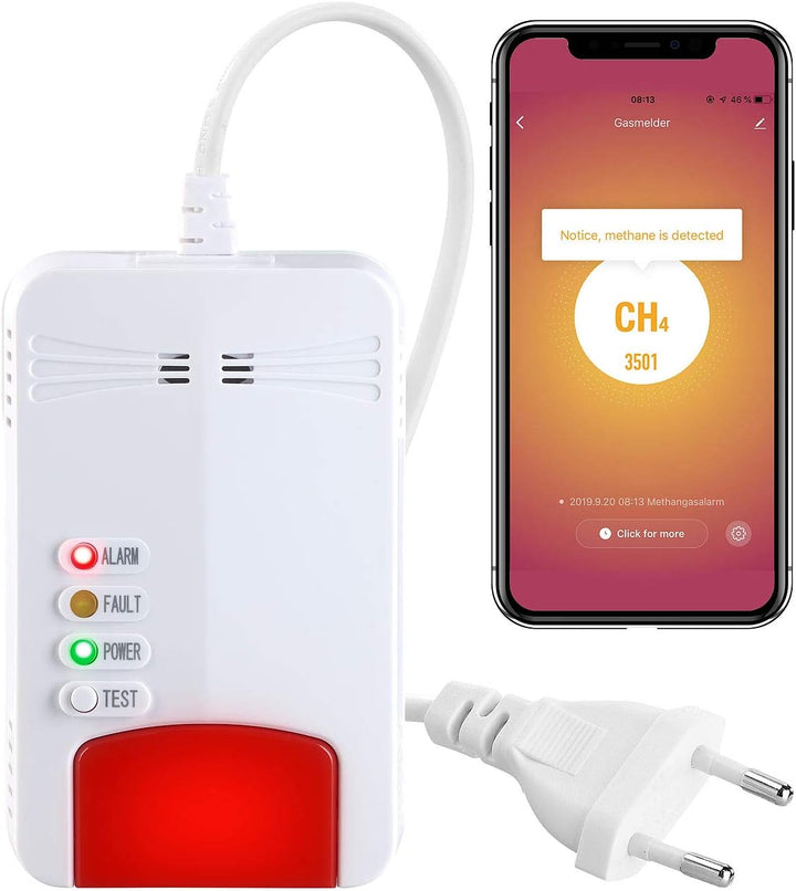 VisorTech Gasmelder Erdgas WLAN: Smarter Multi-Gasmelder für haushaltsübliche Gase, WLAN & App, 85 d