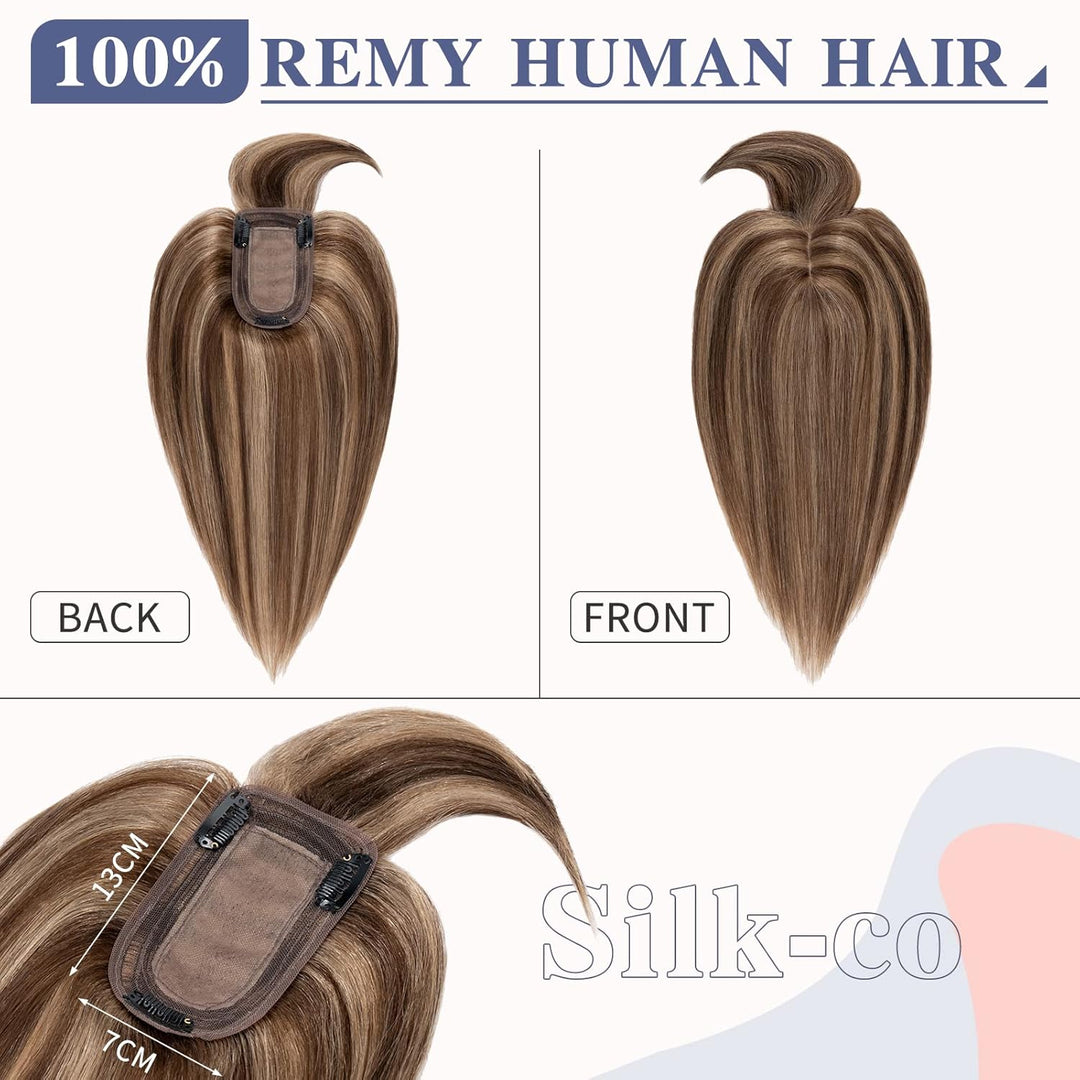 Silk-co Clip in Extension Echthaar Topeer Echthaar Haarteile Echthaar Toupet Haarverlängerung mit Fr