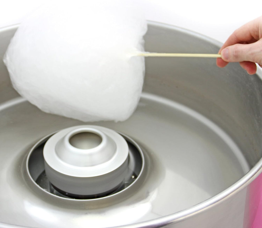 KuKoo Rosa Zuckerwattemaschine Zuckerwattegerät Zuckerwatte mit Wagen, Schubfach und 500 Holzstäbche