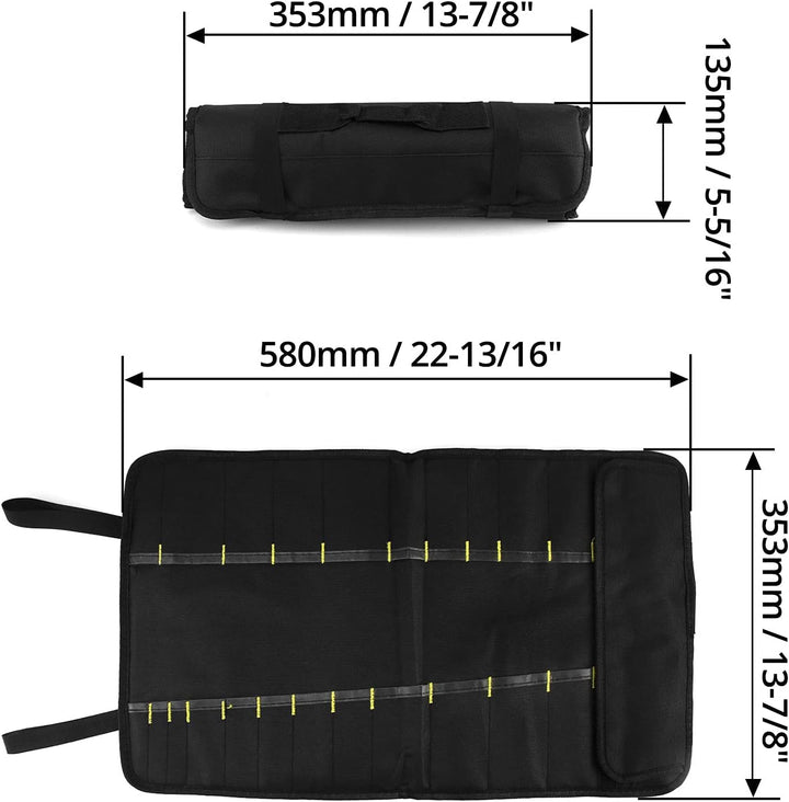 QWORK® Messer-Rolltasche mit 22 Fächern, Tragbare Oxford Messertasche Werkzeugtasche für Freizeit un