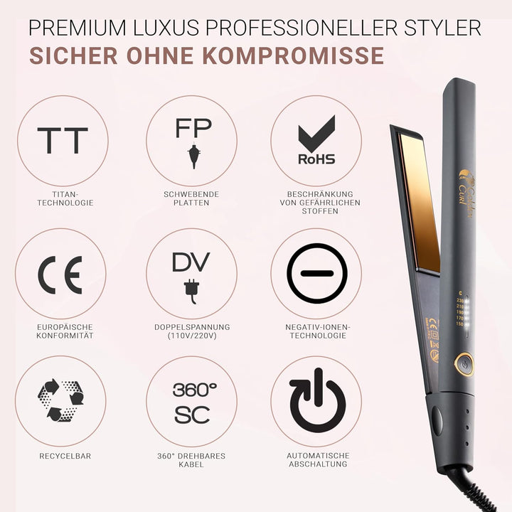 Glätteisen Locken und Glätten Haarglätter - 5 Jahre Sorgenfreiheit - Haar Styling Hair Straightener