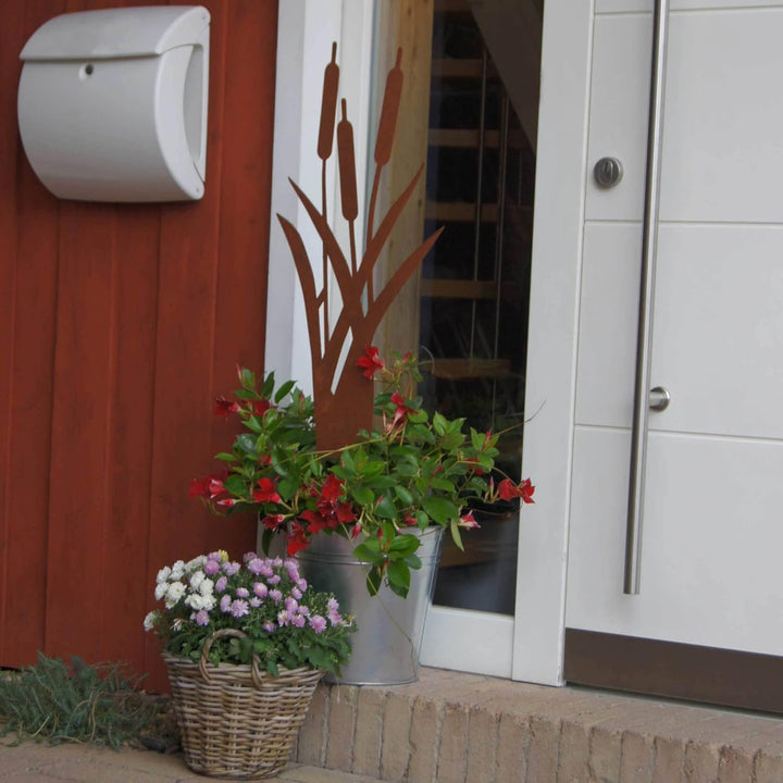 UNUS Garden Roststecker Schilfgräser, Gartendeko Rostoptik, Gartenstecker aus Edelrost, Rost Deko fü