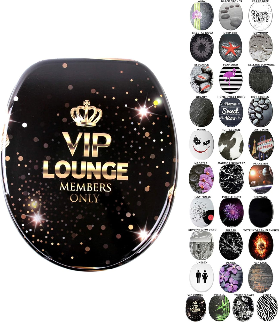 Sanilo WC Sitz, viele schöne schwarze Toilettendeckel zur Auswahl, hochwertige und stabile Qualität