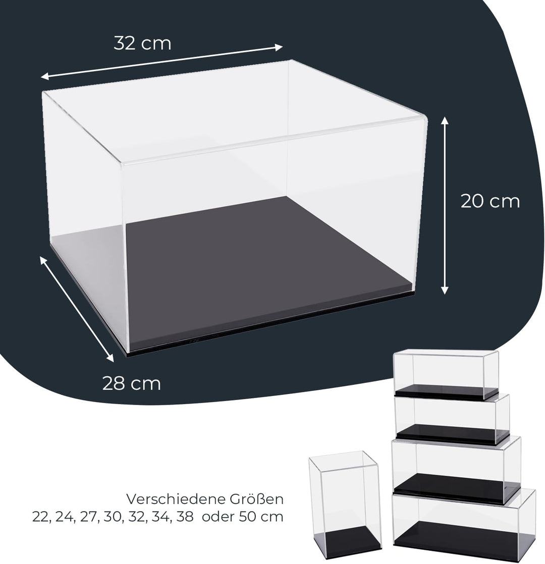 HMF 46806 Acryl Vitrine / Schaukasten für Modellautos, Figuren | 32 x 28 x 20 cm | Transparent 32 cm