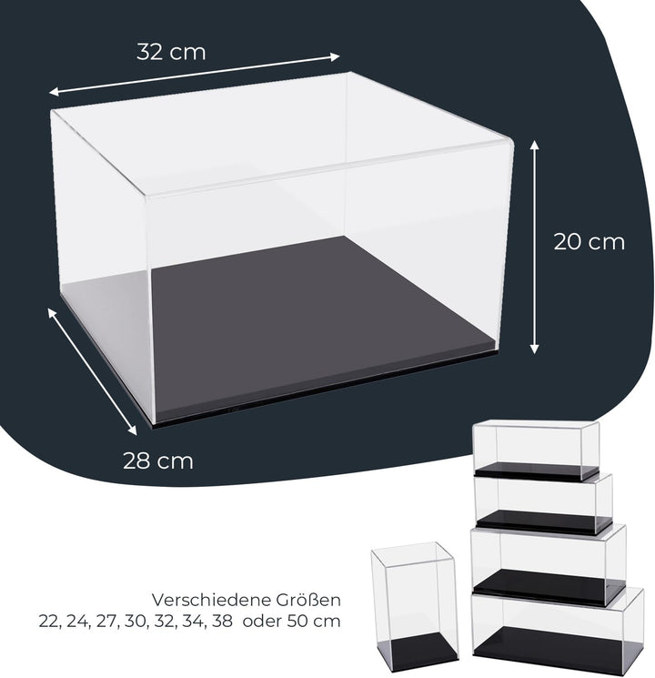 HMF 46806 Acryl Vitrine / Schaukasten für Modellautos, Figuren | 32 x 28 x 20 cm | Transparent 32 cm