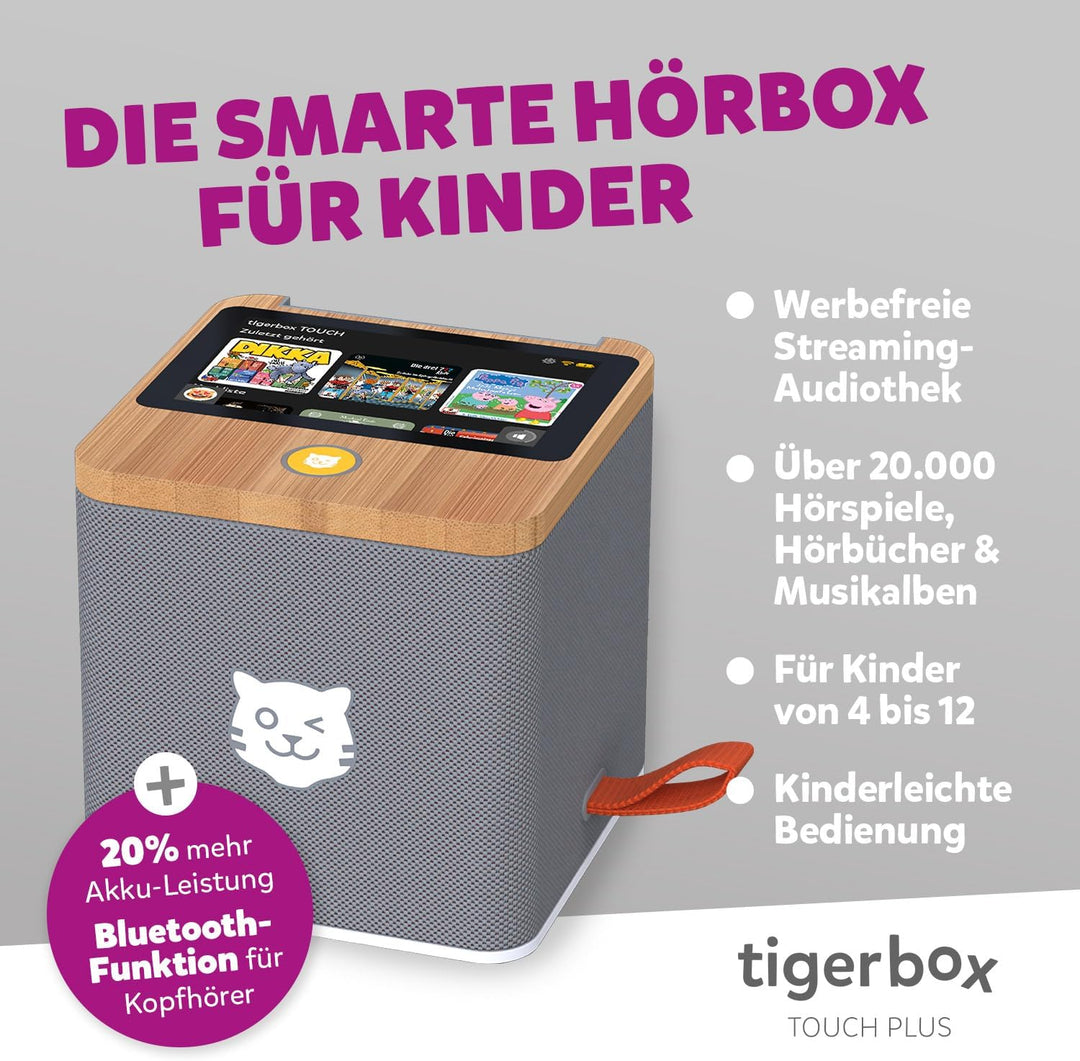 tigermedia tigerbox Touch Plus grau mit extra Langer Akkulaufzeit und Bluetooth Kopfhöreranschluss,