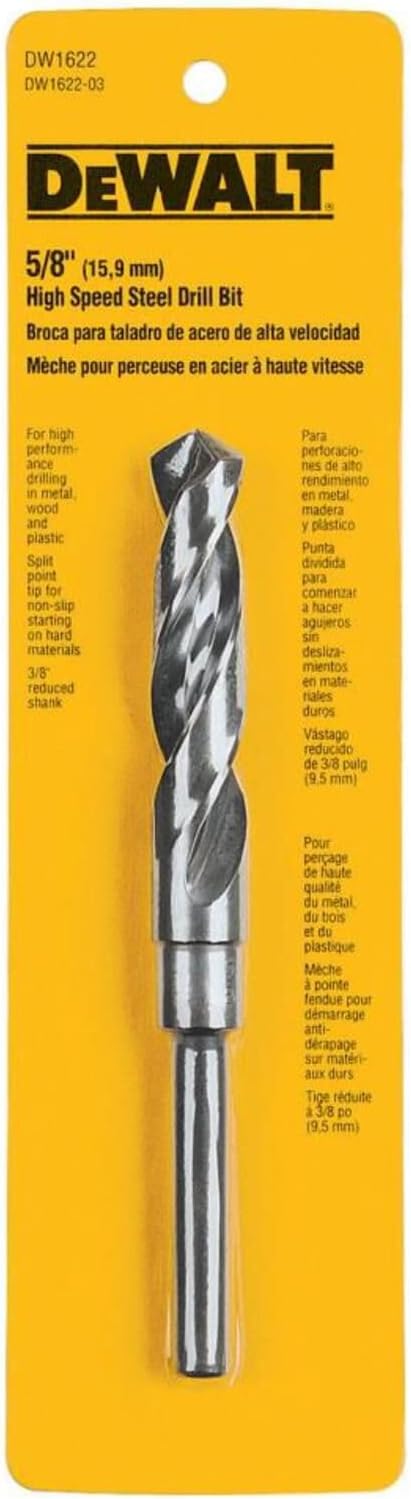 DEWALT DW1622 5/8 Zoll Schwarzoxid 1/2 Zoll Schaft reduzierter Schaft Spiralbohrer 1,6 cm, 1,6 cm