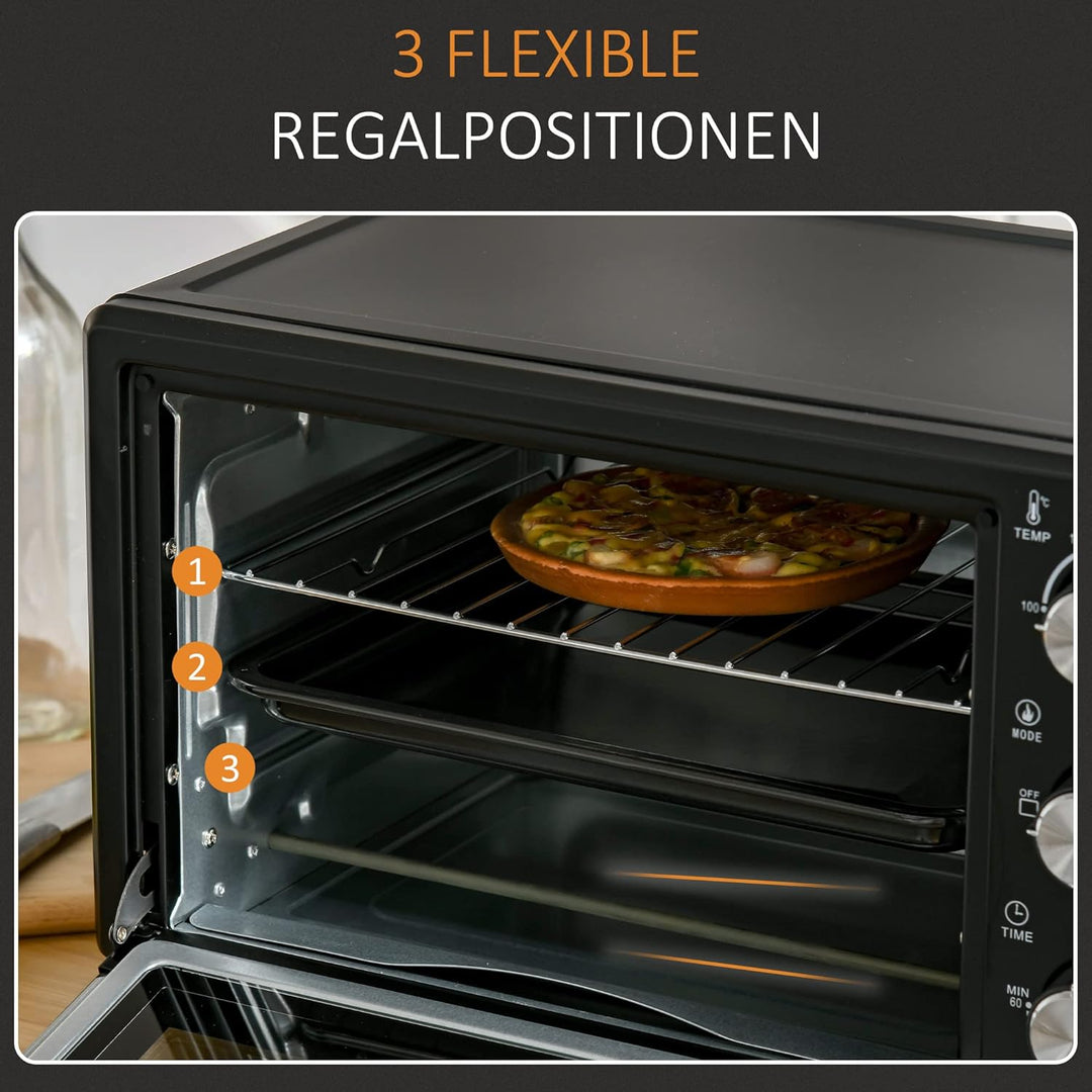 HOMCOM Minibackofen 21L mit 1 Drahtgestell und 1 Backblech 3 Kochmodi 100 °C-230 °C einstellbare Tem