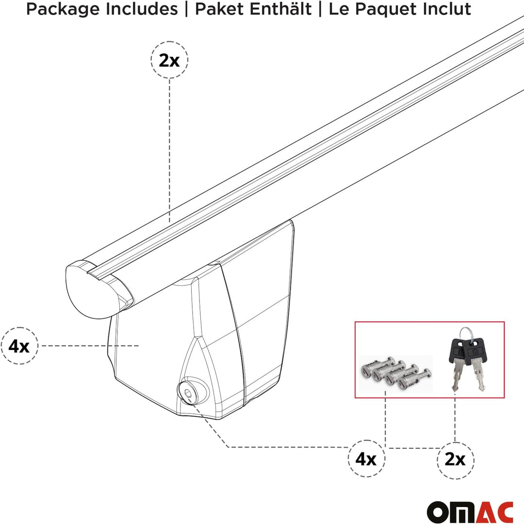 Menabo Dachträger Grundträger kompatibel mit BMW 1er F40 2019-2023 Alu Silber TÜV, Silber