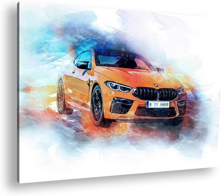 deyoli küstlericher Sportwagen Format: 100x70 als Leinwandbild, Motiv fertig gerahmt auf Echtholzrah