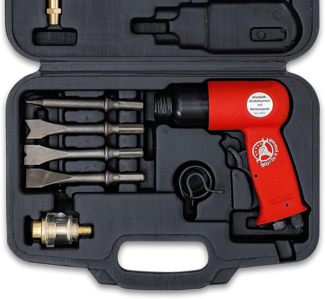 BGS Diy 3213 | Druckluft-Meisselhammer mit Werkzeugsatz | 8-tlg., Satz