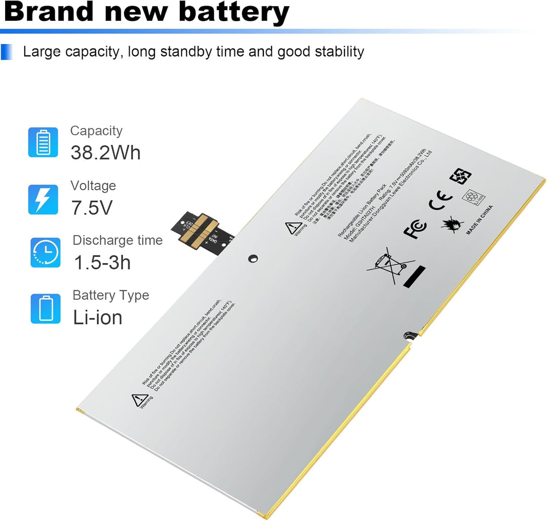 ASUNCELL 38.2Wh G3HTA027H DYNR01 Laptop Akku für Surface Pro 4 Pro 4 1724 Serie 7.5V