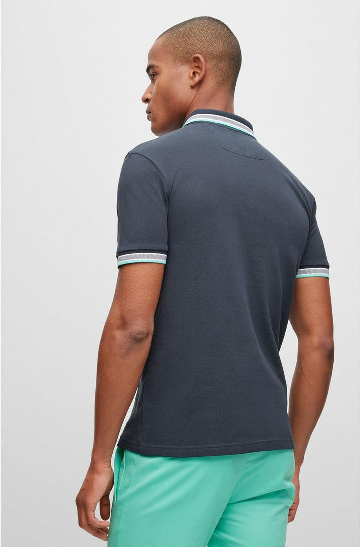 BOSS Herren Paddy Poloshirt aus Bio-Baumwolle mit Logo Dunkelblau L