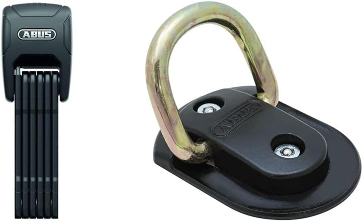 ABUS Faltschloss Bordo Granit™ XPlus 6500KA/90 Black SH & Wand- und Bodenanker Granit WBA 75 - Befes