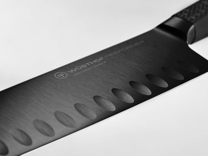 WÜSTHOF Performer Santoku 17 cm, Schwarz,silber Santoku, 17 cm Klinge Single
