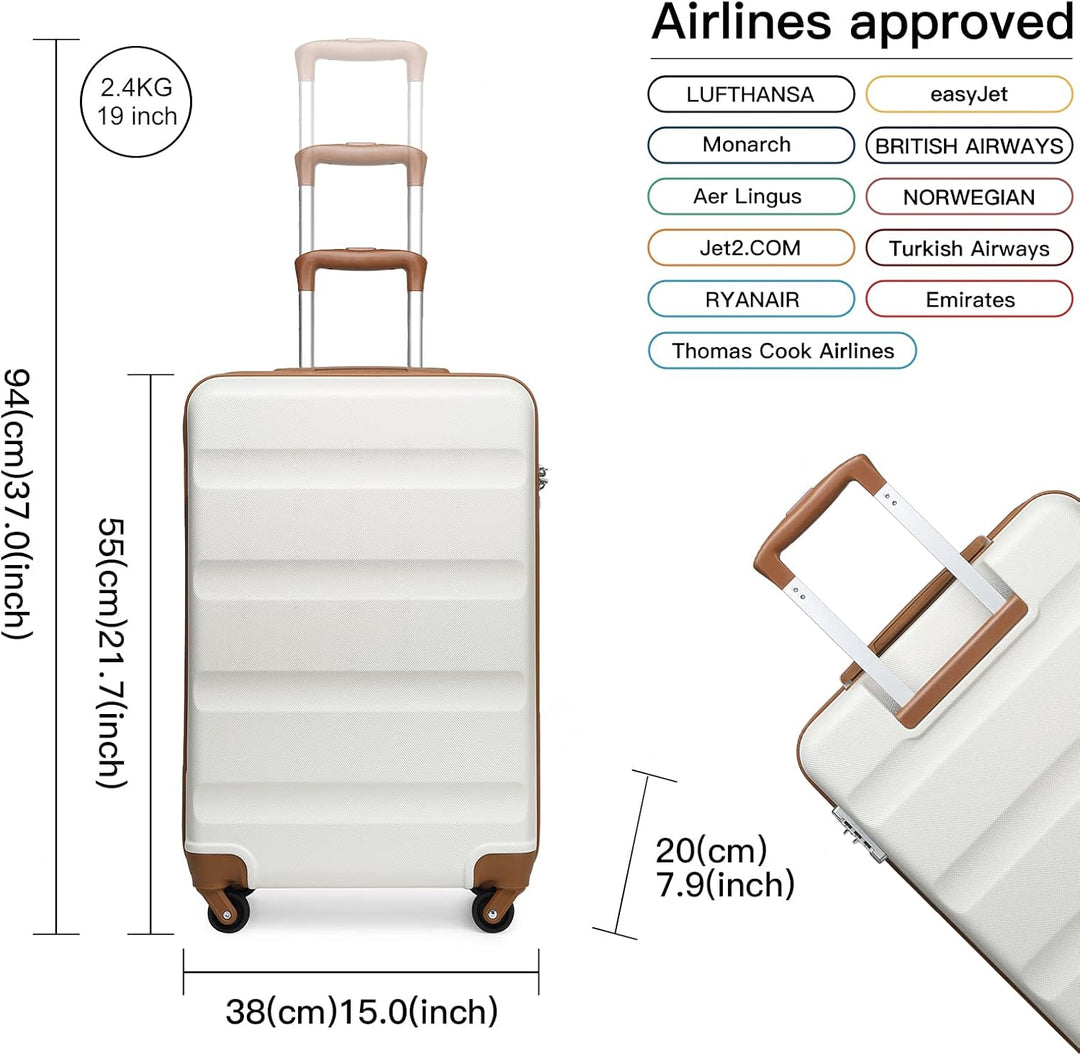 KONO Klein Trolley Handkoffer Handgepäck Flugzeug Koffer mit 4 Rollen ABS Reisekoffer Gepäck 55 x 38
