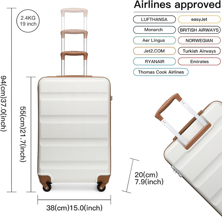 KONO Klein Trolley Handkoffer Handgepäck Flugzeug Koffer mit 4 Rollen ABS Reisekoffer Gepäck 55 x 38