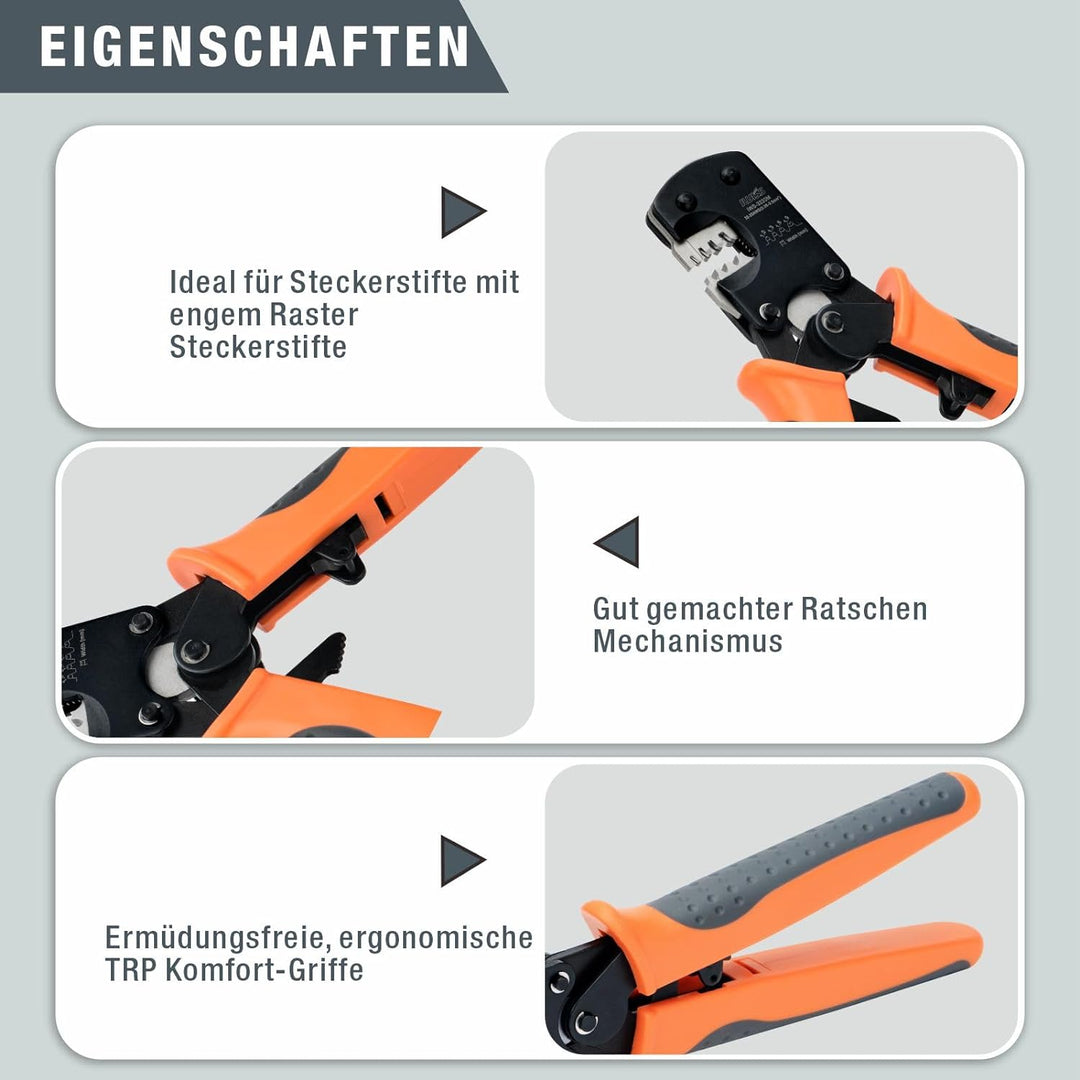 iCrimp IWS-3220M Krimpwerkzeug für 0,03-0,5 mm² Aderendhülsen, Mikroverbinder-Pin-Crimpwerkzeug Rats