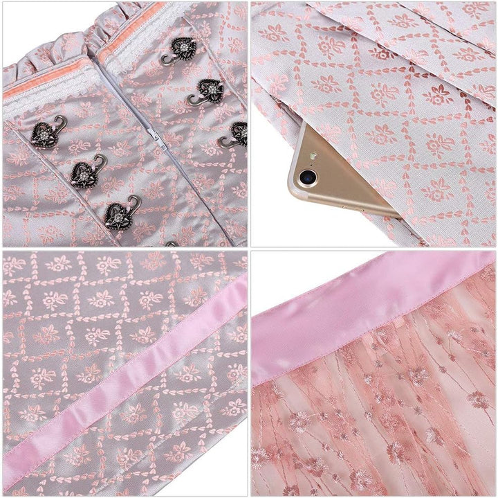 KOJOOIN Trachtenkleid Dirndl Kurz Damen Mid mit Spitzenschürze 2tlg. für Oktoberfest von Gr 34 bis 4