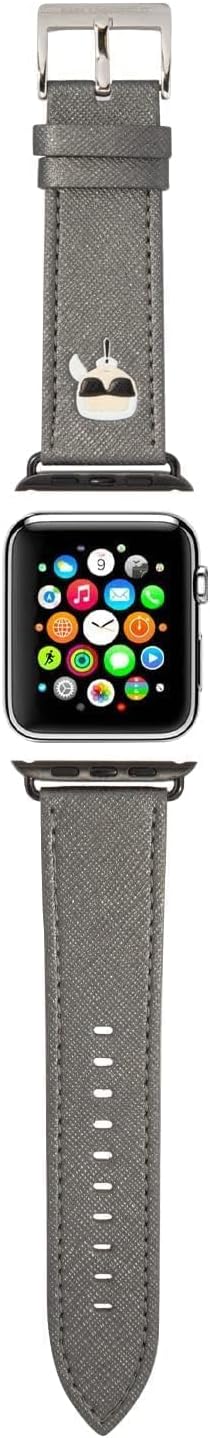 KARL LAGERFELD KLAWLOKHG Uhrenarmband für Apple Watch 42/44/45mm Silber Saffiano Karl Heads