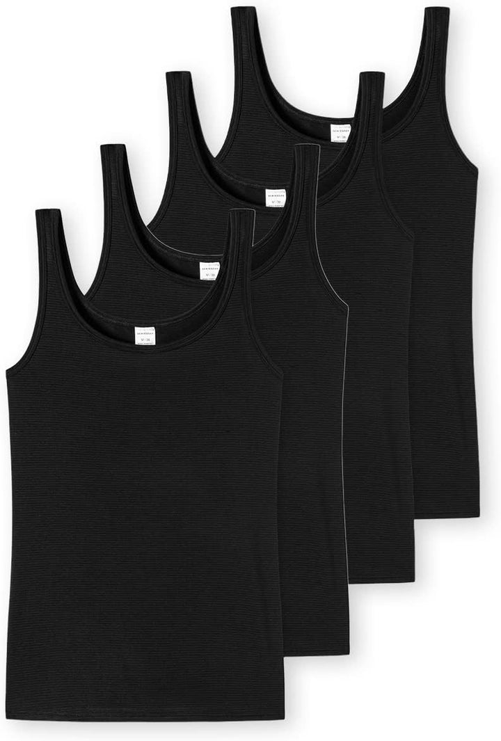 Schiesser Damen 2 Pack Trägertop Unterhemd - Modal Essentials 38 4 X Schwarz, 38 4 X Schwarz