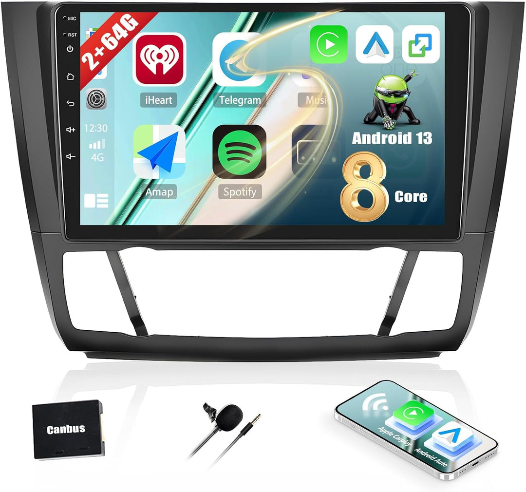 2G+64G CAMECHO Android 13 Autoradio für BMW 1 Serie E81 E82 E87 E88 mit Navi Carplay Android Auto,8C