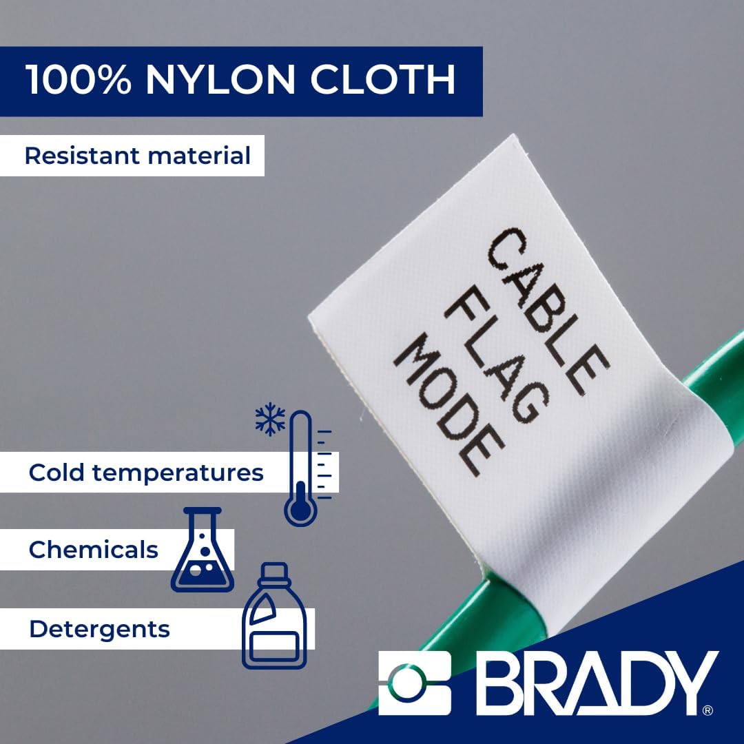 Durchlaufetikett aus Nylongewebe für Etikettendrucker, 12,70mm x 4,88m, Schwarz auf Weiss